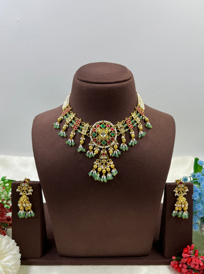 Prisha Pachi Kundan Premium Necklace