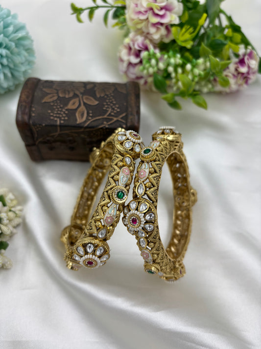 HERITAGE ANTIQUE GOLD PREMIUM CHORASKI STONES BANGLES