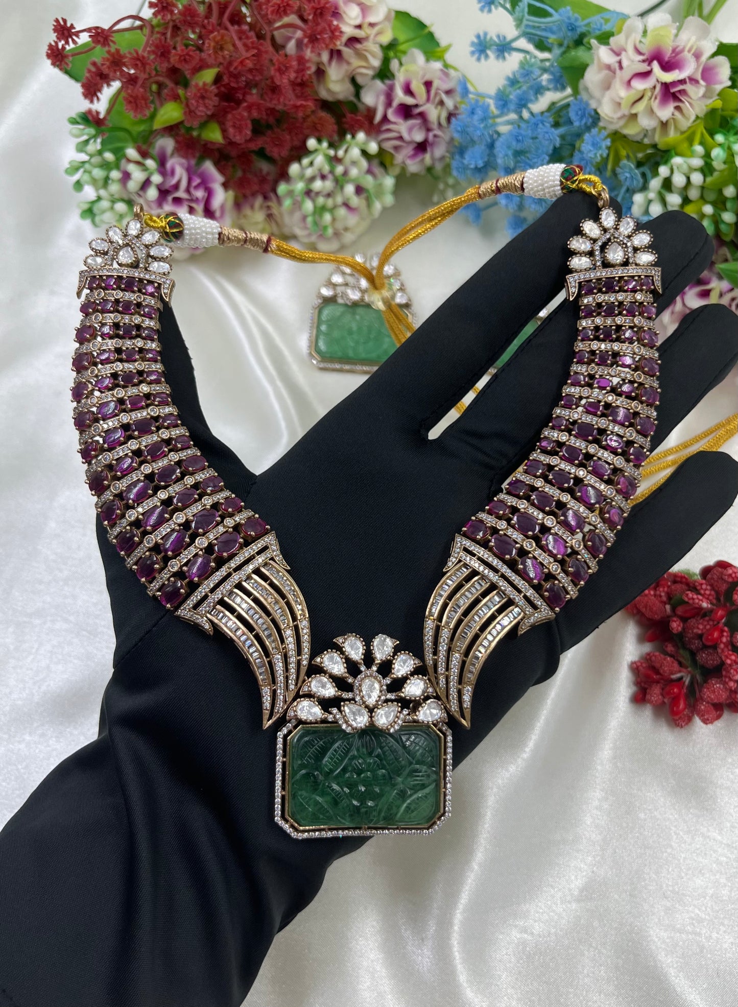 Kunti Jaipuri Moissanite Kundan Necklace