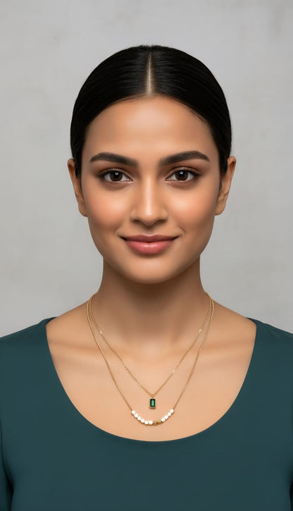 Dual laring Gold Necklace