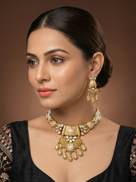 Reeja Antique Gold Necklace Set