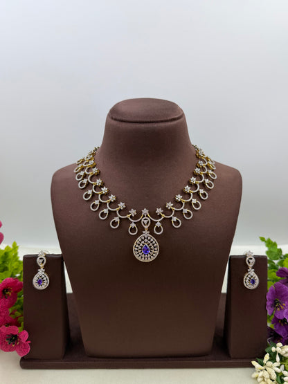 Lily American Diamond Two Tone Delicate Necklace