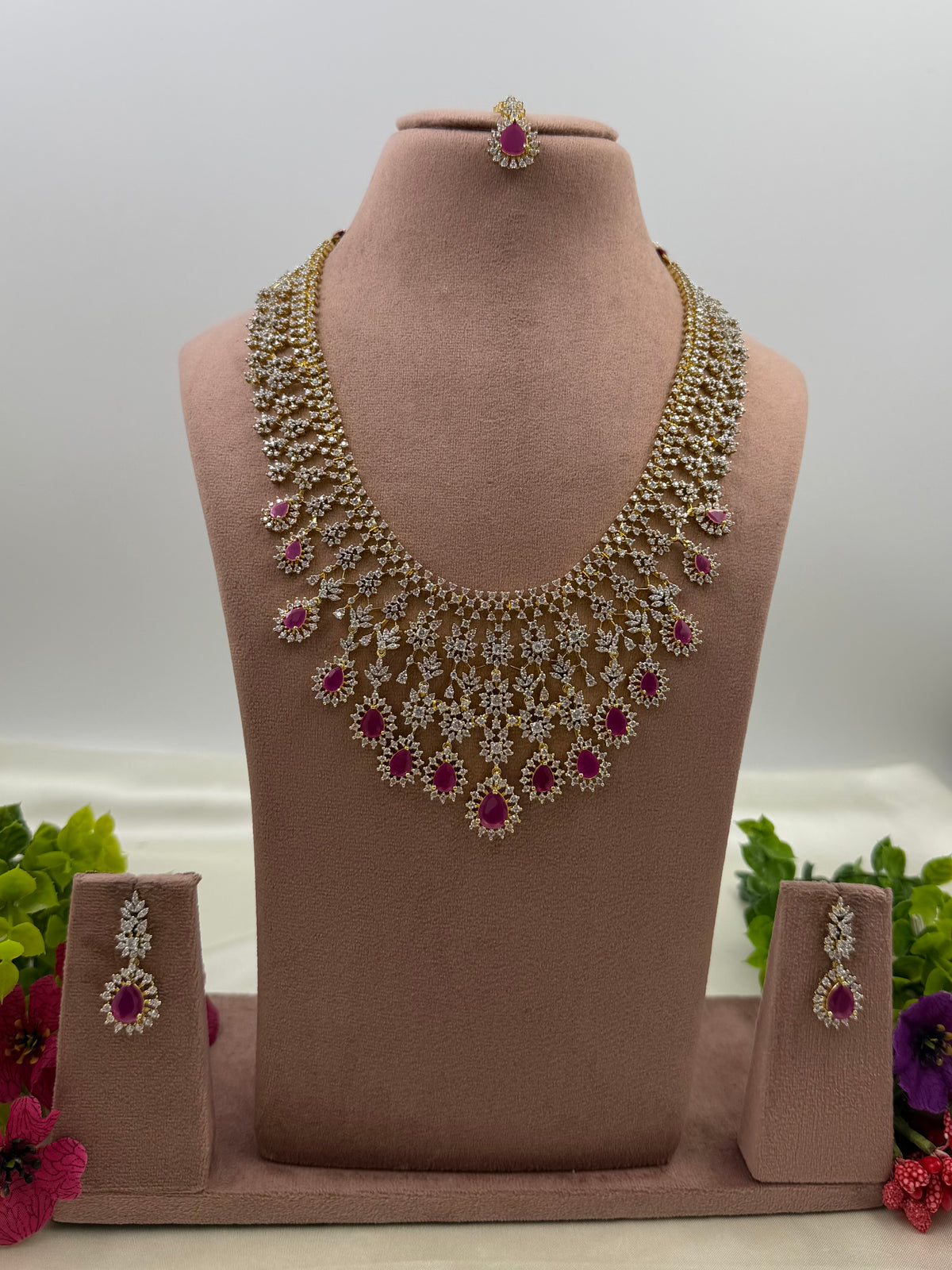 Eloise American Diamond Two Tone Necklace Set