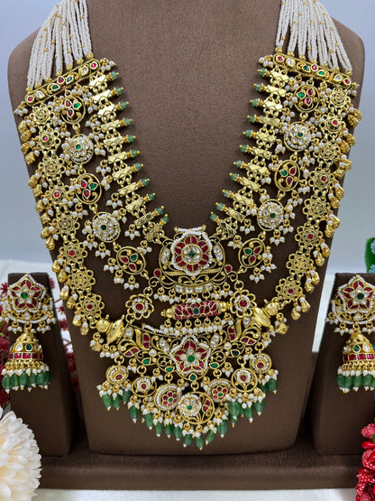 Rukmini Pachi Kundan Long Necklace