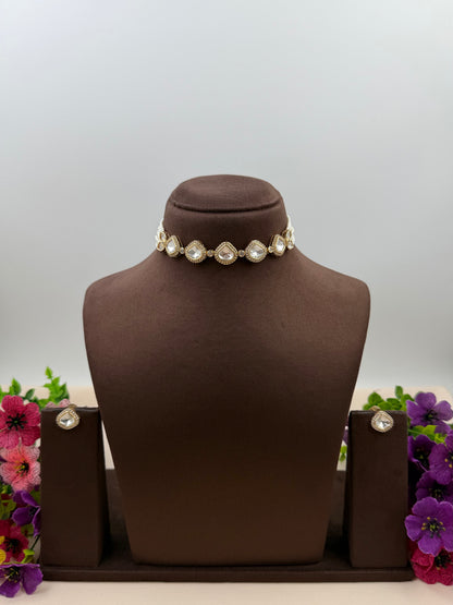 Reshma Moissanite Delicate Choker Necklace Set