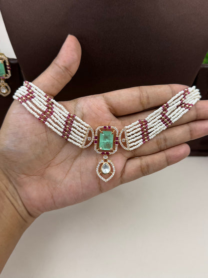 Nandita Moissanite Choker Necklace Set