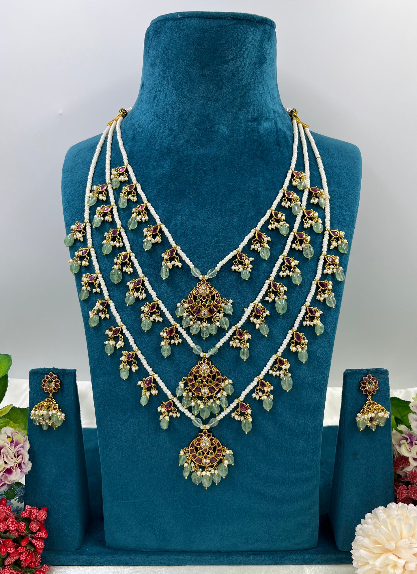 Renu Tripal Layer Victorian Long Necklace