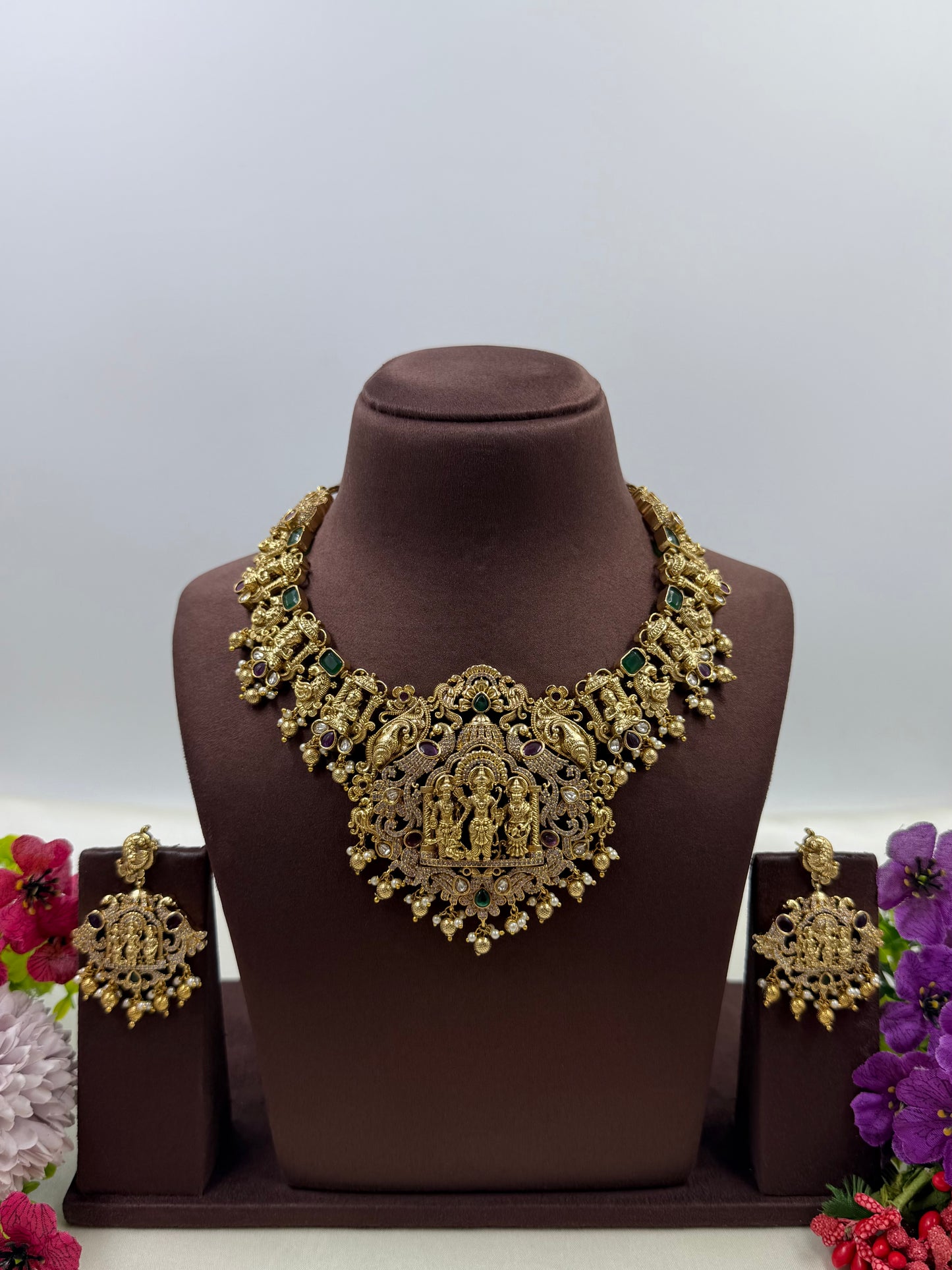 Anagha Premium South Indian Temple Necklace Set