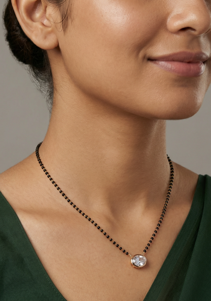 Round Solitaire Rose Gold Mangalsutra