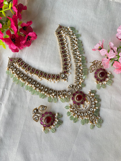 Niharika Pearl Victorian Necklace Set - Necklace