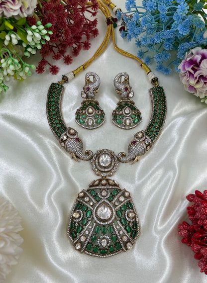 Rajeshwari Premium Moissanite Kundan Necklace