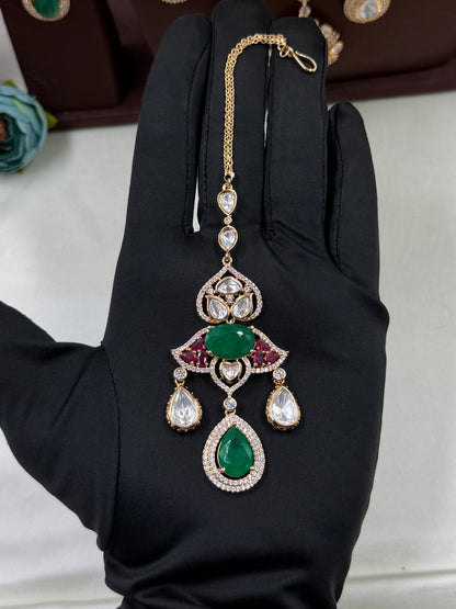 Janki Moissanite Three Layer Necklace Set