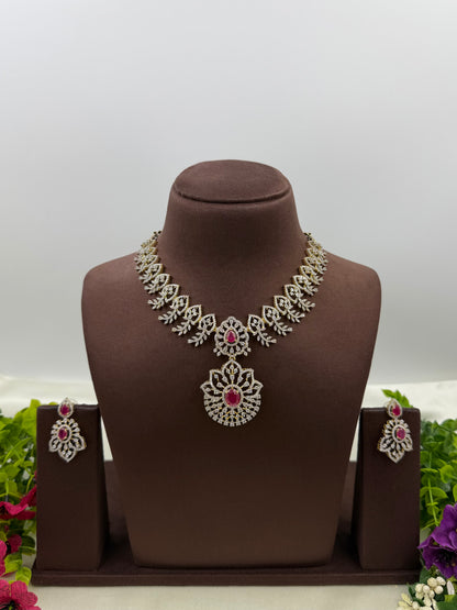 Julie American Diamond Two Tone Necklace Set