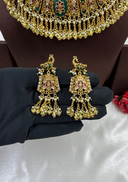 Tanisha Pachi Kundan Premium Necklace