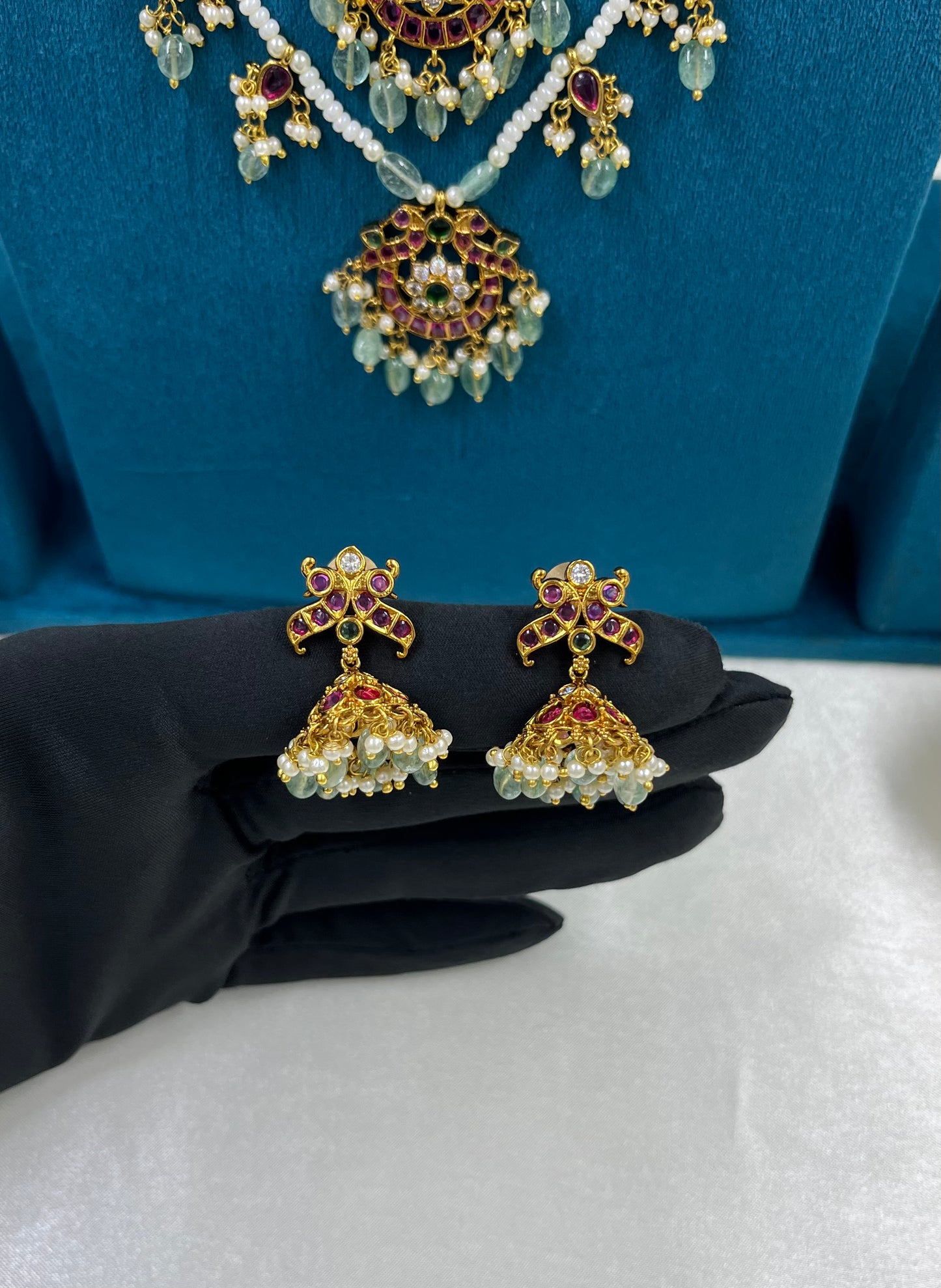 Rubina Tripal Layer Victorian Long Necklace