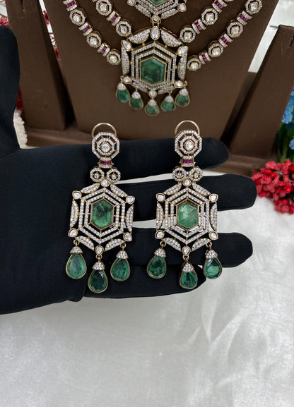 Sarojini Premium Moissanite Kundan Long Necklace