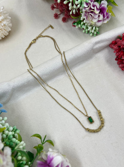 Dual laring Gold Necklace