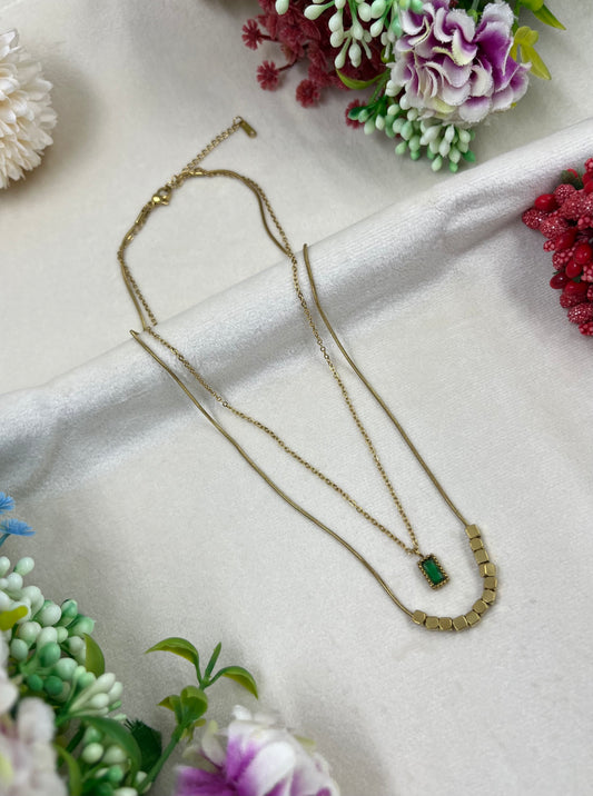 Dual laring Gold Necklace