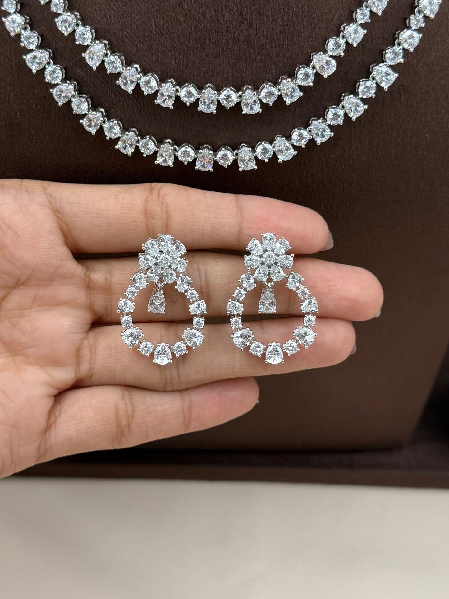 Mayra American Diamond Double Layer Necklace Set
