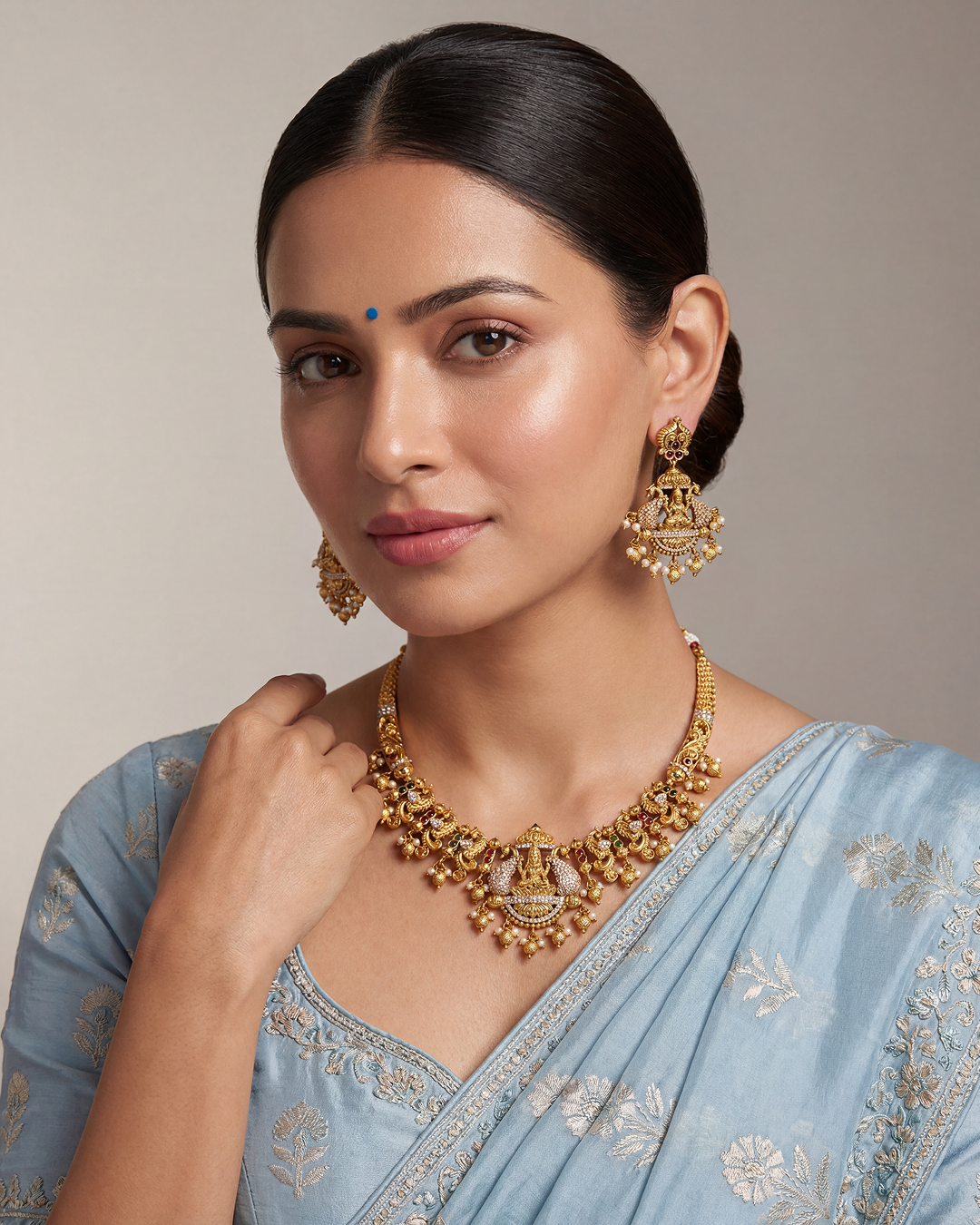 Pooja South Temple Necklace Set