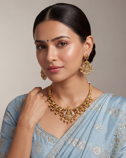 Pooja South Temple Necklace Set