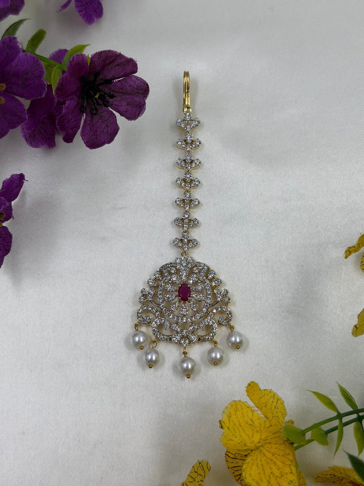 Shruti American Diamond Two Tone Mang Tika