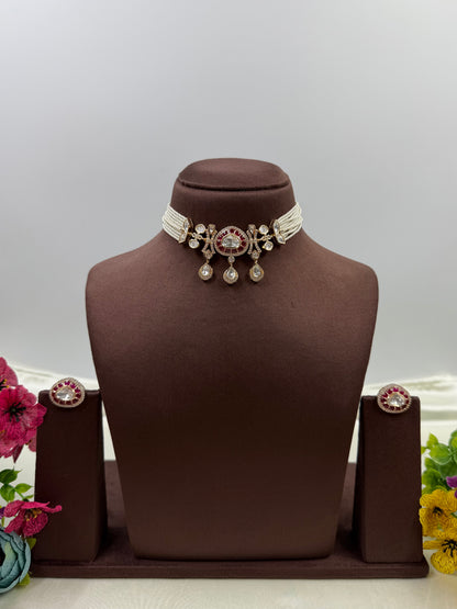 Pooja Moissanite Choker Necklace Set