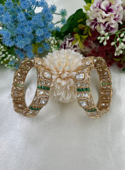 Leela Moissanite Kundan Bangles [Openable]