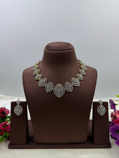 Esha Tow Tone American Diamond Necklace