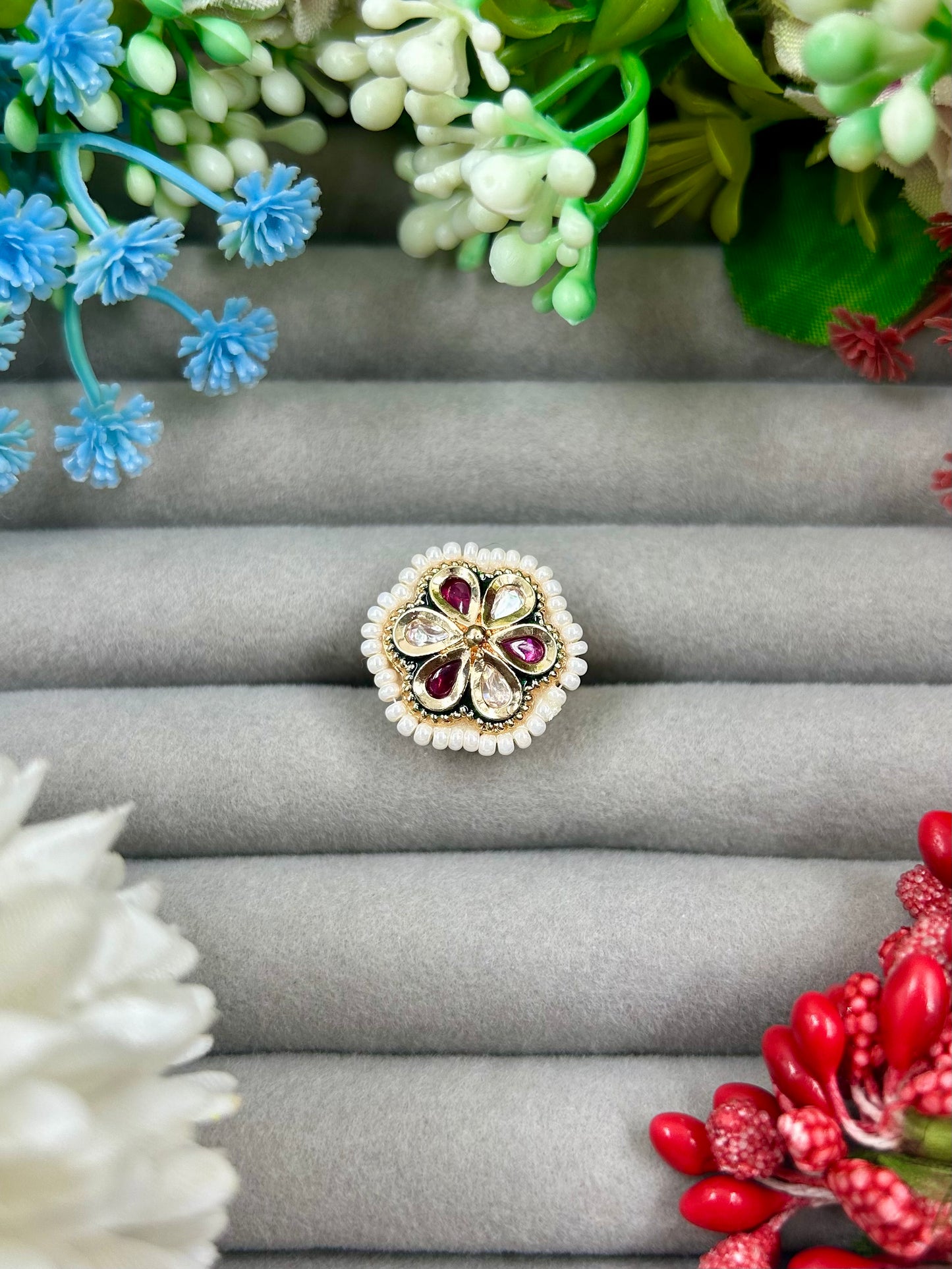 Nat Premium Moissanite Kundan Fingering