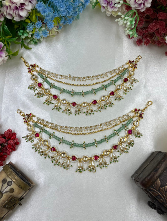 Ariti Premium Pachi Kundan Ear Chain