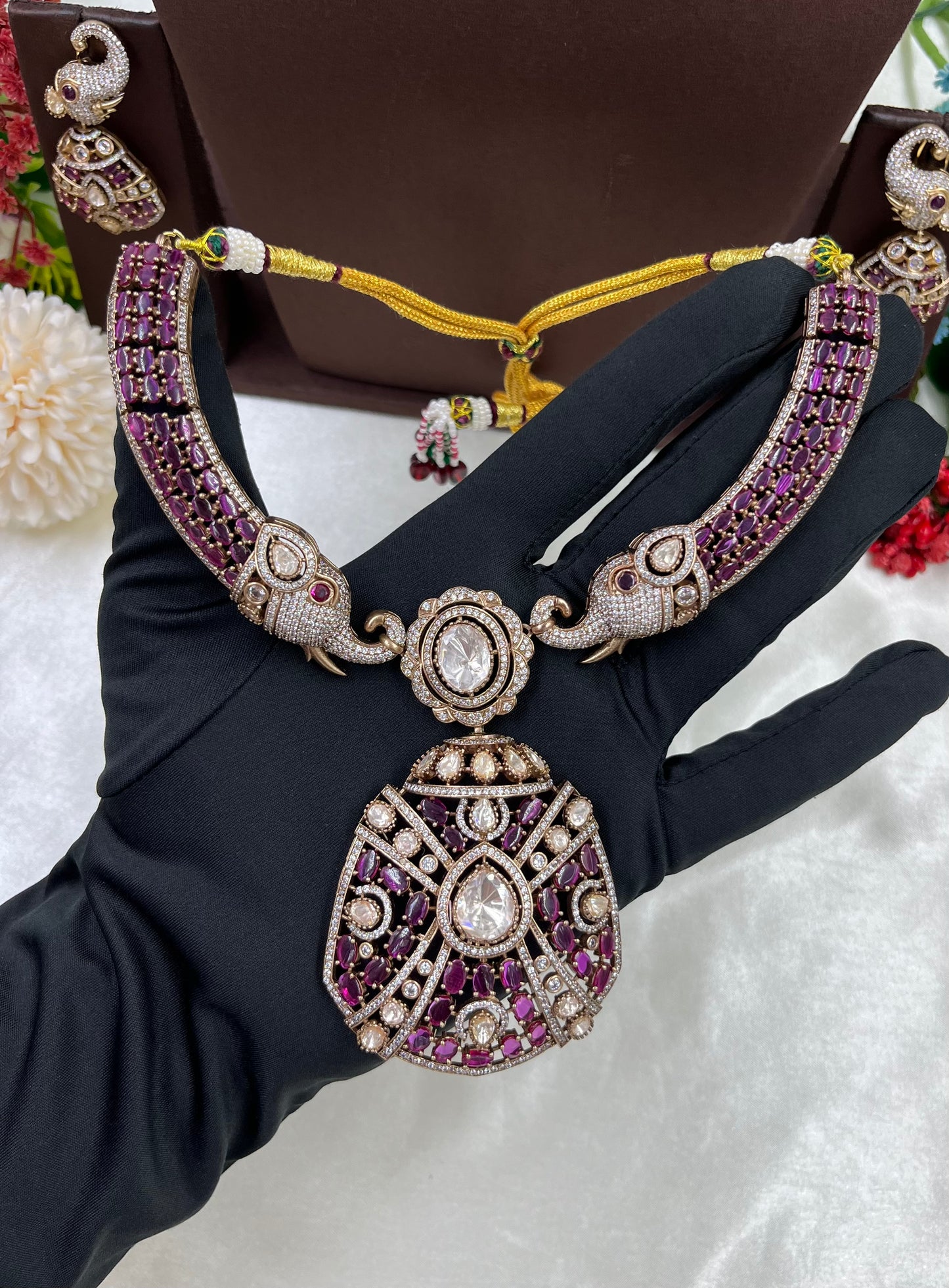 Rajeshwari Premium Moissanite Kundan Necklace
