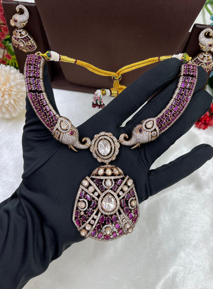 Rajeshwari Premium Moissanite Kundan Necklace