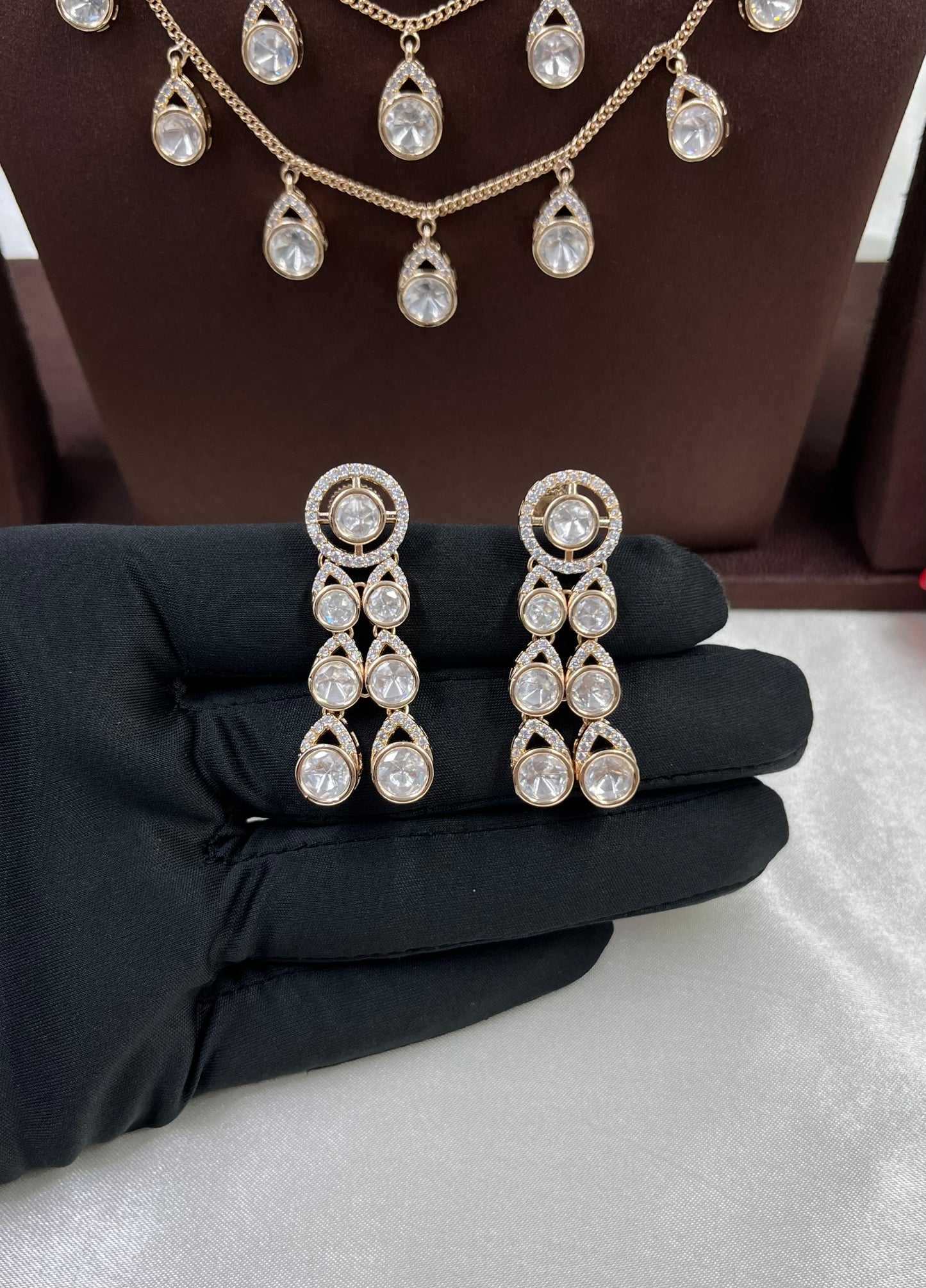 Three Layer Drops Moissanite Chain Pendant