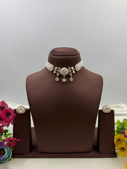 Pooja Moissanite Choker Necklace Set