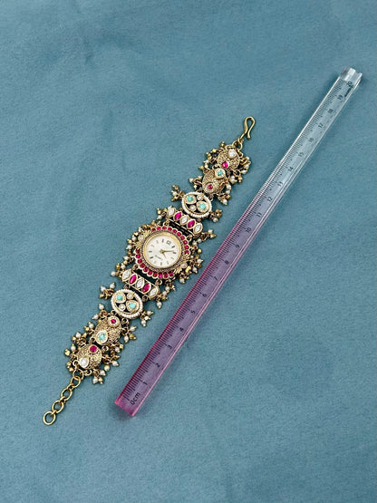 Mayuri Pachi Kundan Watch