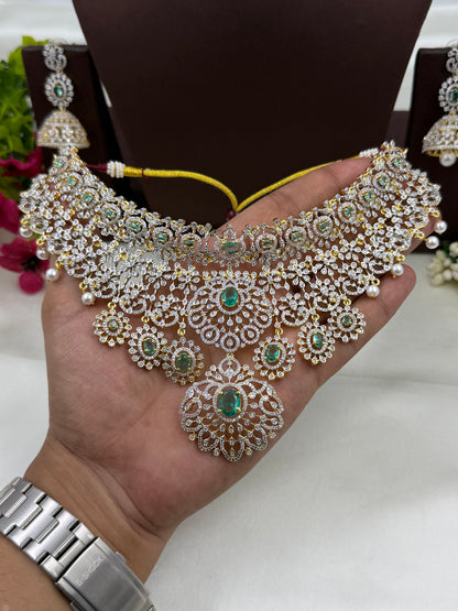 Sufi American Diamond Two Tone Necklace Set