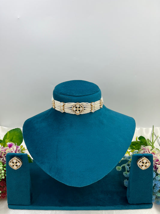 Tanu Moissanite Pearl Choker