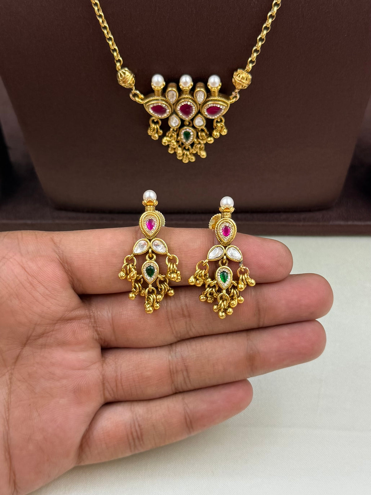 Neha Chorski Delicate Semi Long Necklace Set