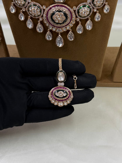 Dhara Moissanite Semi Long Necklace Set