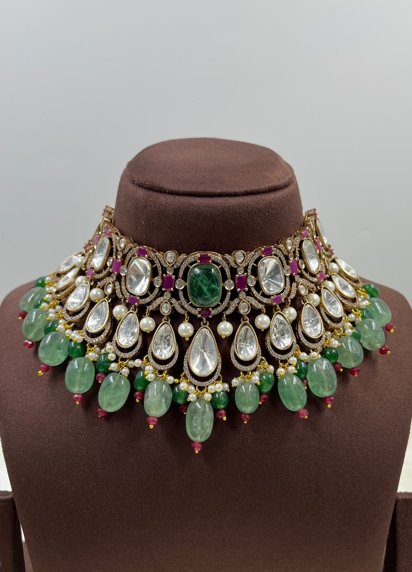 Brinda Jaipuri Moissanite Kundan Choker Necklace