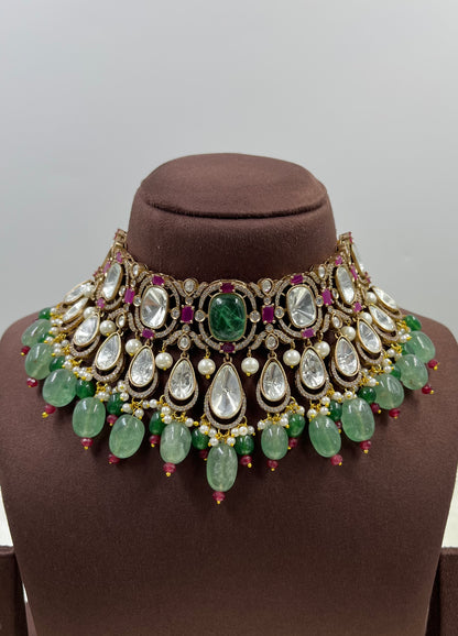 Brinda Jaipuri Moissanite Kundan Choker Necklace