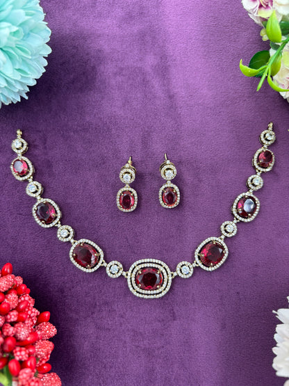 Aarvi Stone Studded Victorian Necklace Set