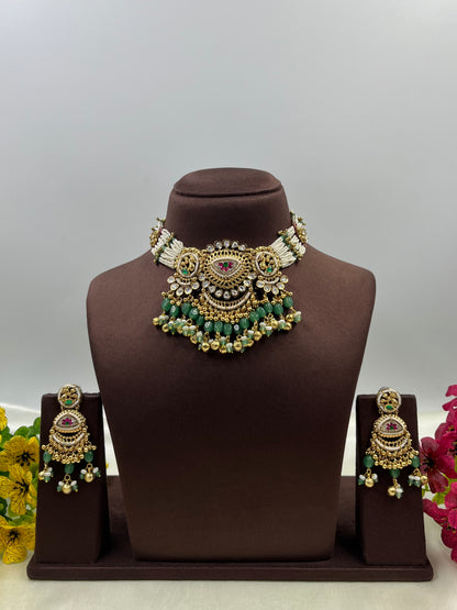Revathi Premium Antique Gold Necklace Set