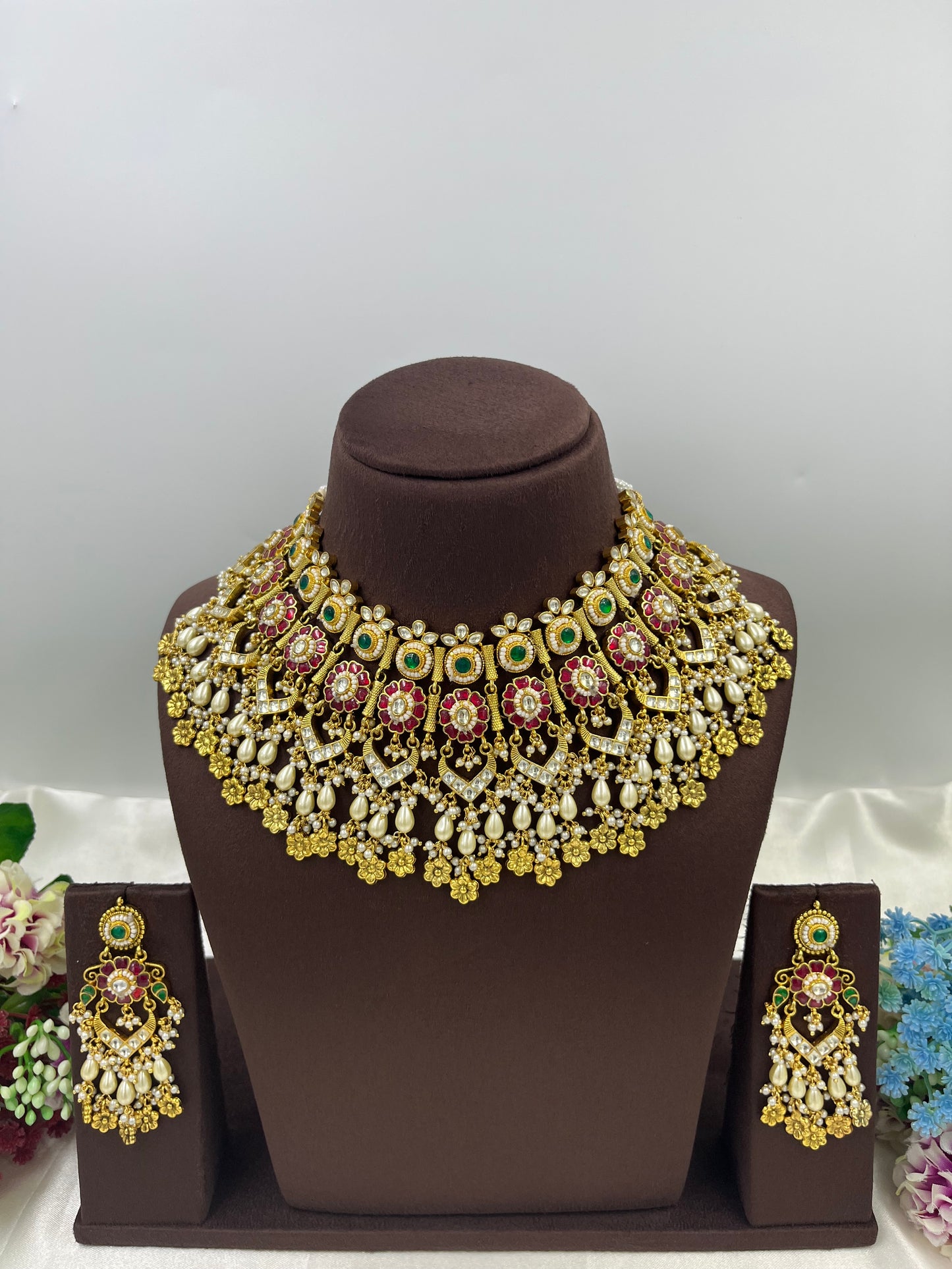 Krishi Premium Pachi Kundan Necklace