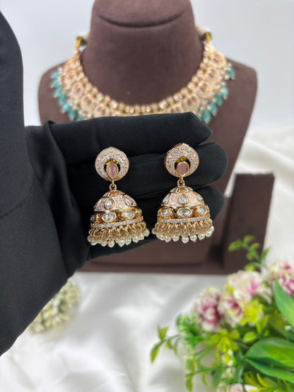 NOOR MOISSANITE KUNDAN PEARL NECKLACE SET