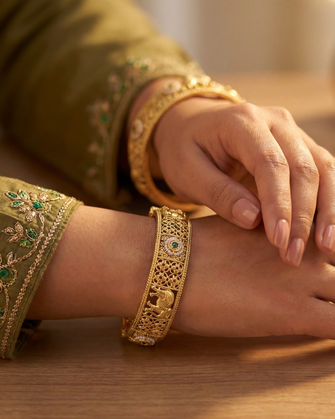Advika Heritage Hathi Bangles (Openable)
