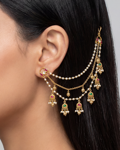 Tisha Pachi kundan Ear Chain