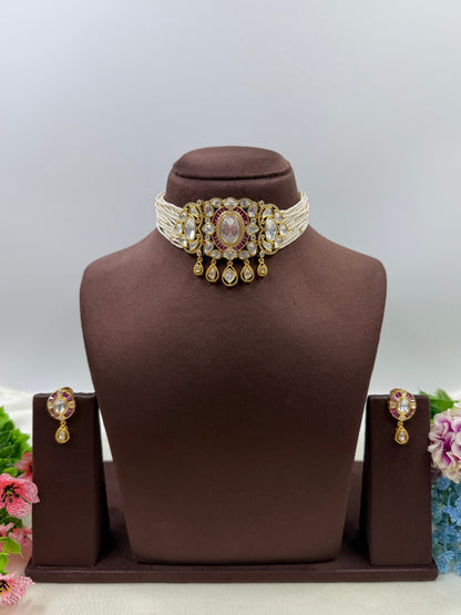 Supriya Moissanite Choker Necklace Set