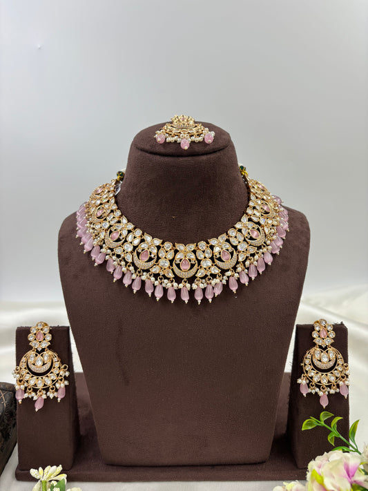 ZEENAT MOISSANITE KUNDAN PEARL NECKLACE SET